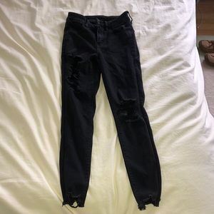 american high rise eagle black ripped jeans